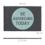 Covoras intrare Relaxdays, model-30, fibre de cocos, Gri/Turcoaz, 60 x 40 x 1.5 cm - imagine 4