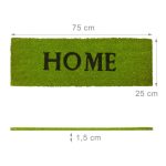 Covoras intrare Relaxdays, model-37, fibre de cocos, Verde, 75 x 25 x 1.5 cm - imagine 3