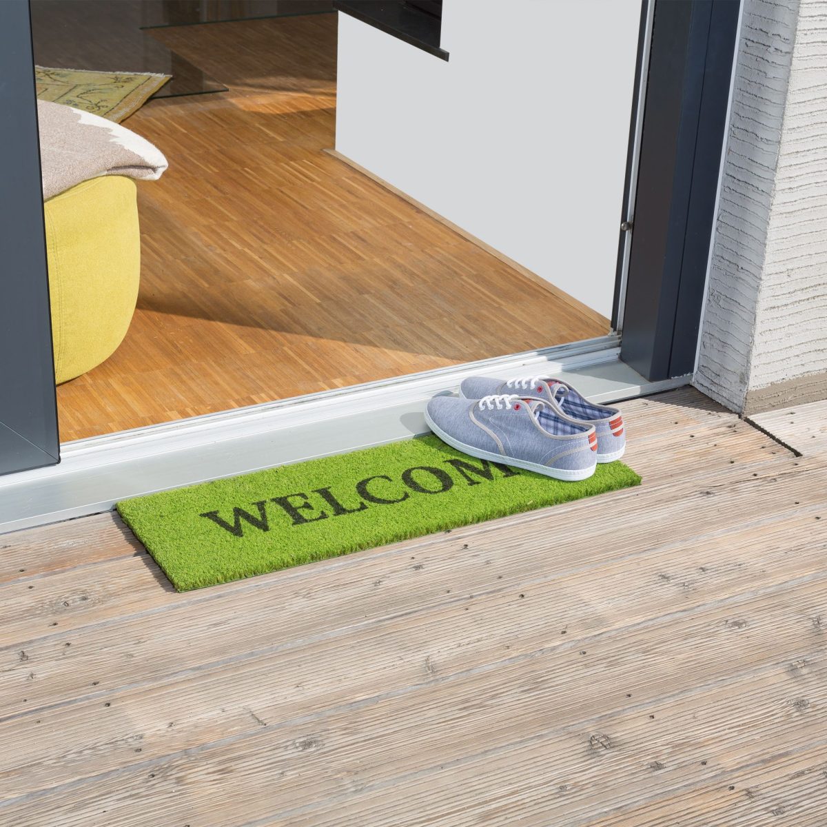 Covoras intrare Relaxdays, model-39, fibre de cocos, Verde, 75 x 25 x 1.5 cm - imagine 2