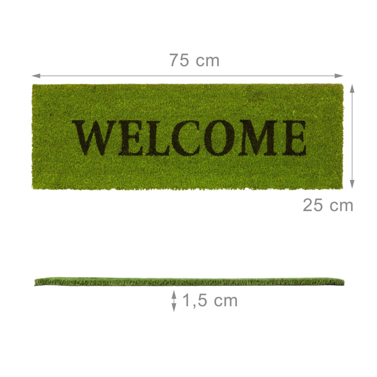 Covoras intrare Relaxdays, model-39, fibre de cocos, Verde, 75 x 25 x 1.5 cm - imagine 5