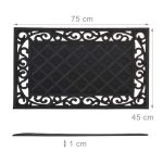Covoras intrare Relaxdays, model-56, cauciuc, Negru, 75 x 45 x 1 cm - imagine 4