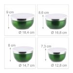 Set 4 boluri cu capac, Relaxdays, din inox, verde - imagine 3