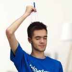 Dispozitiv masaj capilar, 12 brate metalice, relaxeaza si stimuleaza scalpul, albastru, Relaxdays - imagine 3