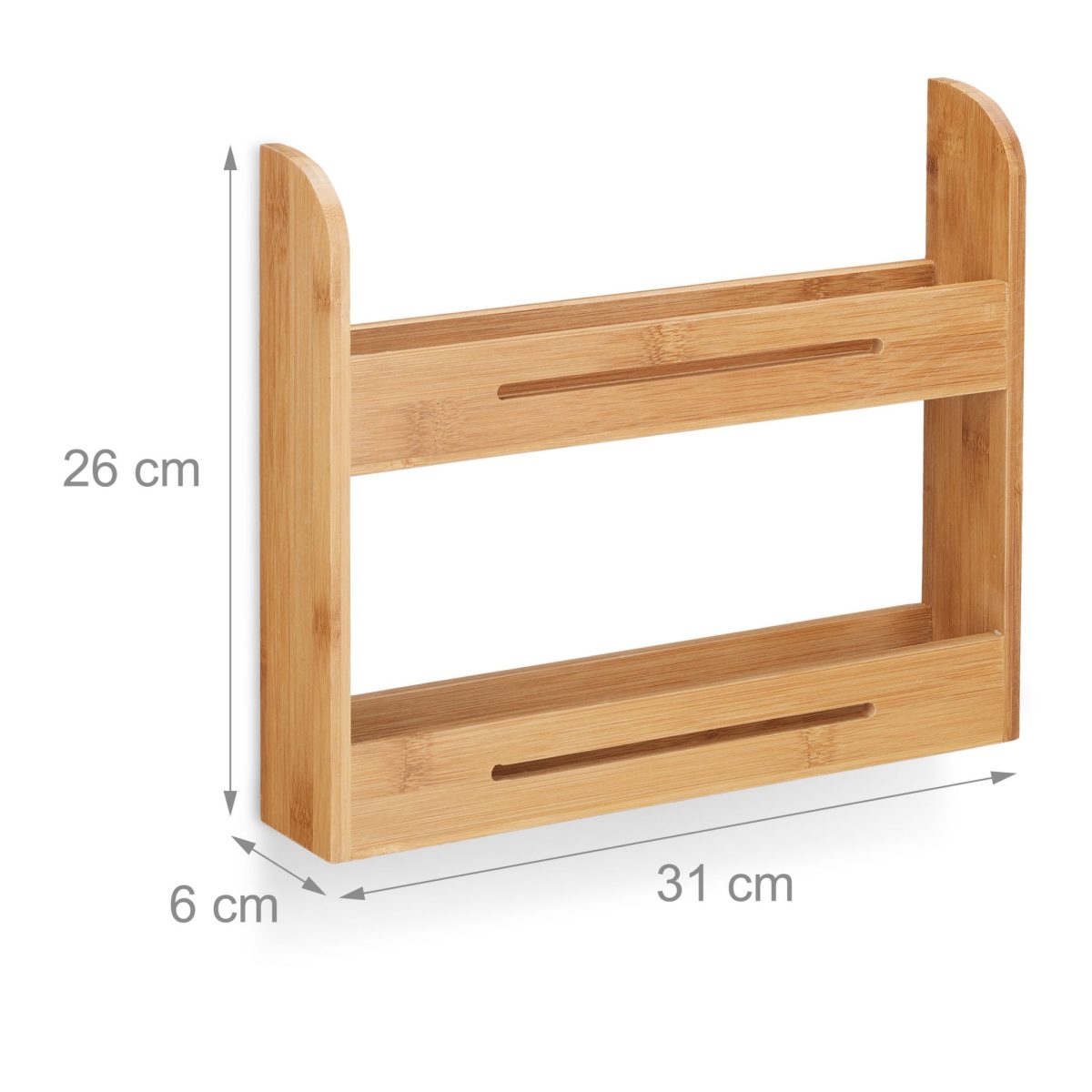 Suport condimente, 2 rafturi, bambus, 26 x 31 x 6 cm - imagine 4