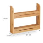 Suport condimente, 2 rafturi, bambus, 26 x 31 x 6 cm - imagine 4