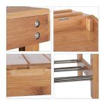 Pantofar tip banca, 2 rafturi pentru 6 perechi pantofi, bambus/metal, 43 x 74 x 30 cm - imagine 6