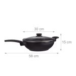 Tigaie Wok cu capac, negru, 30 cm - imagine 3