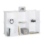 Raft pentru depozitare tip cub cu 6 compartimente, RelaxDays, plastic, alb, 65 x 96 x 32 cm