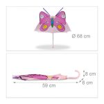 Umbrela pentru copii cu model 3D, fluture, Relaxdays, 68 cm - imagine 3