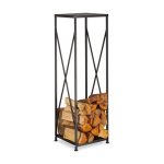 Suport lemne pentru foc, pentru interior, otel, negru, 111,5 x 34 x 34 cm