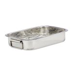 Tava pentru cuptor, cu gratar, Relaxdays, din inox, 5.5 x 28 x 20 cm
