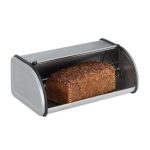 Cutie pentru paine, Relaxdays, otel inoxidabil, cu capac rulabil, 33.5 x 20.5 x 13.5 cm