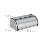 Cutie pentru paine, Relaxdays, otel inoxidabil, cu capac rulabil, 33.5 x 20.5 x 13.5 cm - imagine 4