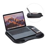 Stand pernuta pentru laptop/tableta/carte, negru, dimensiuni 5,5 x 44 x 32 cm, Relaxdays