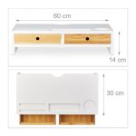 Suport pentru monitor/laptop, 2 sertare, MDF/bambus, 11 x 58,5 x 32,5 cm - imagine 6