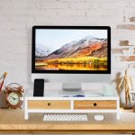 Suport pentru monitor/laptop, 2 sertare, MDF/bambus, 11 x 58,5 x 32,5 cm - imagine 4