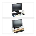 Suport pentru monitor/laptop, 2 sertare, MDF/bambus, 11 x 58,5 x 32,5 cm - imagine 5