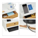 Suport pentru monitor/laptop, 2 sertare, MDF/bambus, 11 x 58,5 x 32,5 cm - imagine 8