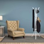 Cuier din metal, 9 carlige pentru agatat haine/genti, dimensiuni 175 x 55 x 55 cm, Relaxdays - imagine 2