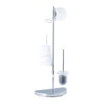 Set suport pentru hartie igienica, perie de toaleta si raft pentru servetele umede, fier cromat, 86,5 x 33 x 17,5 cm