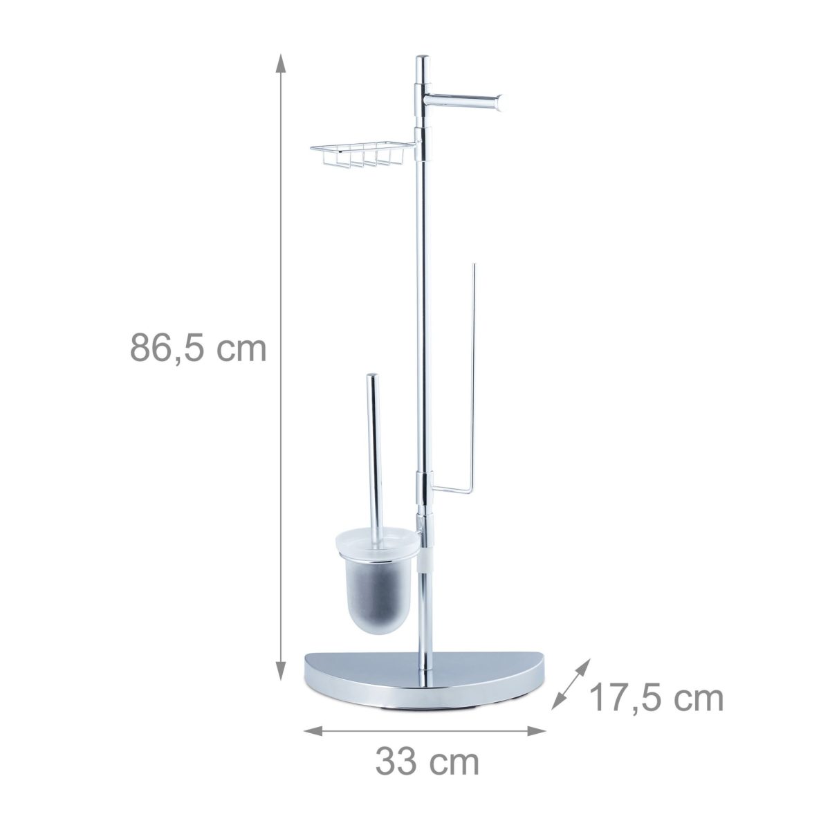 Set suport pentru hartie igienica, perie de toaleta si raft pentru servetele umede, fier cromat, 86,5 x 33 x 17,5 cm - imagine 7