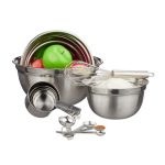 Set boluri cu masura pentru gatit si tel, 12 piese, Relaxdays, inox