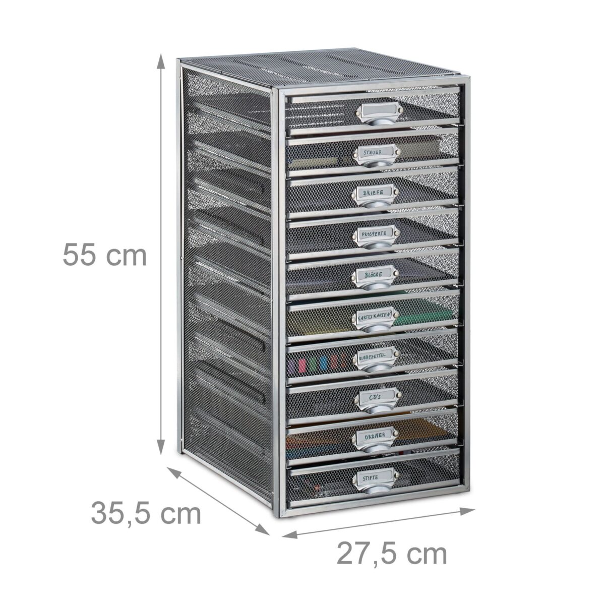 Organizator documente XXL sertare A4 cu 10 compartimente,gri,Relaxdays - imagine 8