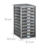 Organizator documente XXL sertare A4 cu 10 compartimente,gri,Relaxdays - imagine 8