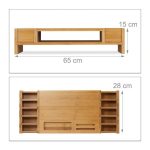 Suport pentru monitor, organizator birou, din bambus, compartimente detasabile, 65 x 28 x 15 cm - imagine 4