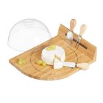 Tocator branzeturi cu 3 ustensile si capac, banda magnetica, bambus, 11 x 31 x 25 cm