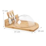 Tocator branzeturi cu 3 ustensile si capac, banda magnetica, bambus, 11 x 31 x 25 cm - imagine 4