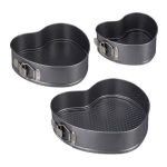 Set 3 tavi in forma de inima, din otel carbonat, negru