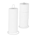 Set 2 suporturi pentru rola servetele de bucatarie sau pentru hartie igienica, Relaxdays, alb, din metal, 32 x 13 cm