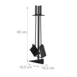 Set 3 ustensile pentru semineu, matura, lopata, carlig si suport simplu, negru mat - imagine 4