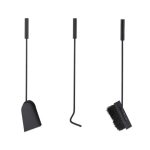 Set 3 ustensile pentru semineu, matura, lopata, carlig si suport simplu, negru mat - imagine 6