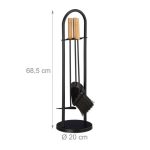 Ustensile pentru semineu/soba, 4 piese, otel/lemn, negru, 68,5 x 20 cm - imagine 4