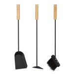 Ustensile pentru semineu/soba, 4 piese, otel/lemn, negru, 68,5 x 20 cm - imagine 6