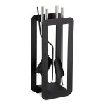 Set ustensile șemineu 4 piese cu suport – oțel & inox, 59 cm