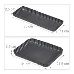 Set 2 tavi de copt pentru tarte, negru, otel carbon,  3,5 x 31 x 21,5 cm/2,5 x 35 x 11 cm - imagine 4