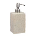 Dispenser sapun lichid, polirasina, cap pompa din inox, crem, 200 ml, 17,5 x 7,5 x 8 cm