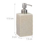 Dispenser sapun lichid, polirasina, cap pompa din inox, crem, 200 ml, 17,5 x 7,5 x 8 cm - imagine 3