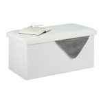 Taburet cu spatiu de depozitare, RelaxDays, alb, 38 x 76.5 x 38.5 cm