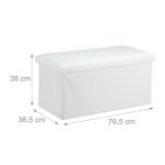 Taburet cu spatiu de depozitare, RelaxDays, alb, 38 x 76.5 x 38.5 cm - imagine 4