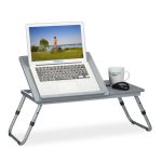 Masa stand laptop multifunctionala, tava mic dejun, MDF, RelaxDays, gri, 44 x 73 x 34.5 cm
