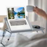Masa stand laptop multifunctionala, tava mic dejun, MDF, RelaxDays, gri, 44 x 73 x 34.5 cm - imagine 2