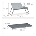 Masa stand laptop multifunctionala, tava mic dejun, MDF, RelaxDays, gri, 44 x 73 x 34.5 cm - imagine 4