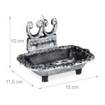 Savoniera cu design antic, picioruse de cauciuc, din fonta, argintiu, 15 x 11.5 x 10 cm - imagine 3
