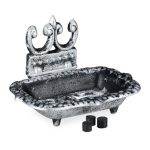 Savoniera cu design antic, picioruse de cauciuc, din fonta, argintiu, 15 x 11.5 x 10 cm - imagine 5