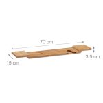 Suport extensibil-pliabil pentru cada, suport tableta, bambus, maro natur, 70 x 15 x 3,5 cm - imagine 4