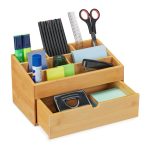 Organizator de birou, 7 compartimente, sertar, bambus, 15 x 28 x 16,5 cm